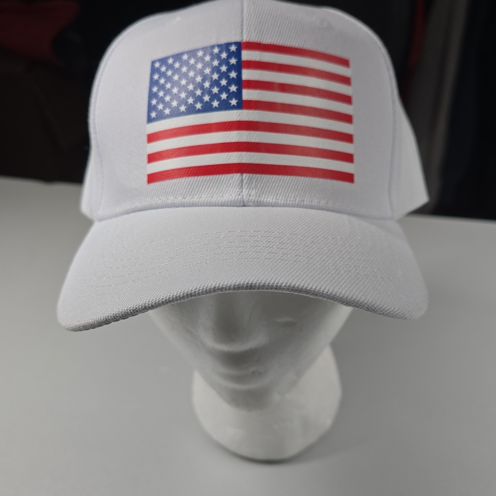 White Cap with American Flag